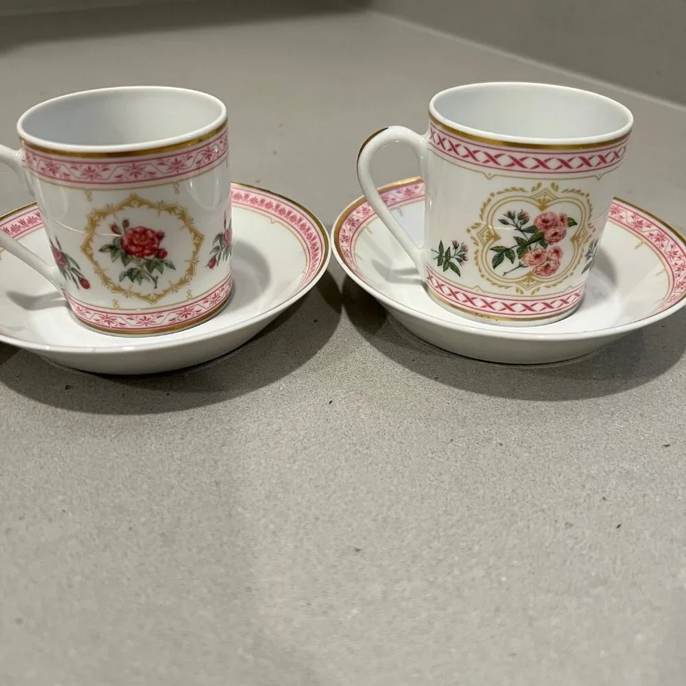 Vintage Haviland Pink Multiflora Carnea Empress Josephine Demitasse 1982 Collect